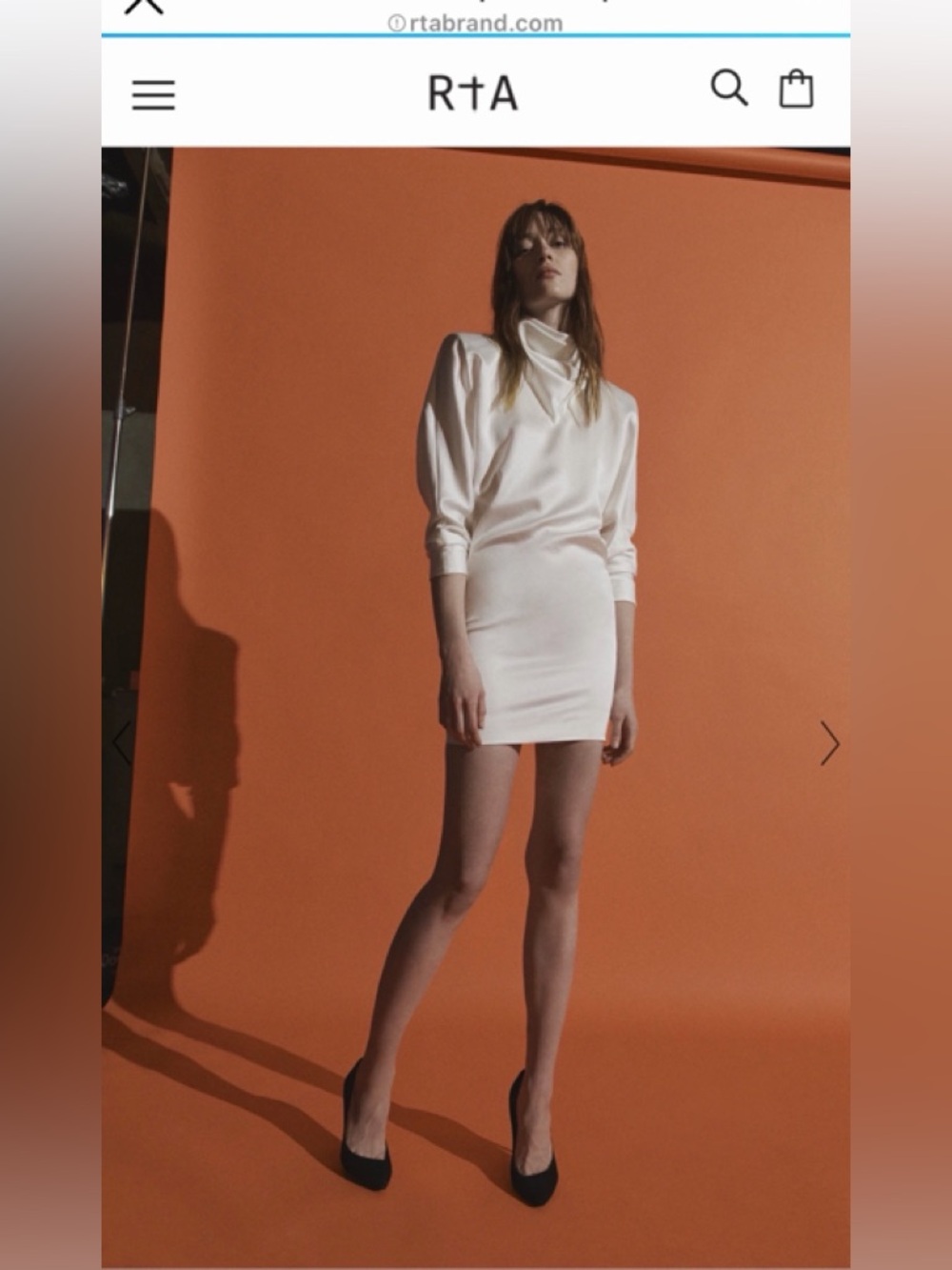 RtA Cream Satin High Cowl Mini Dress